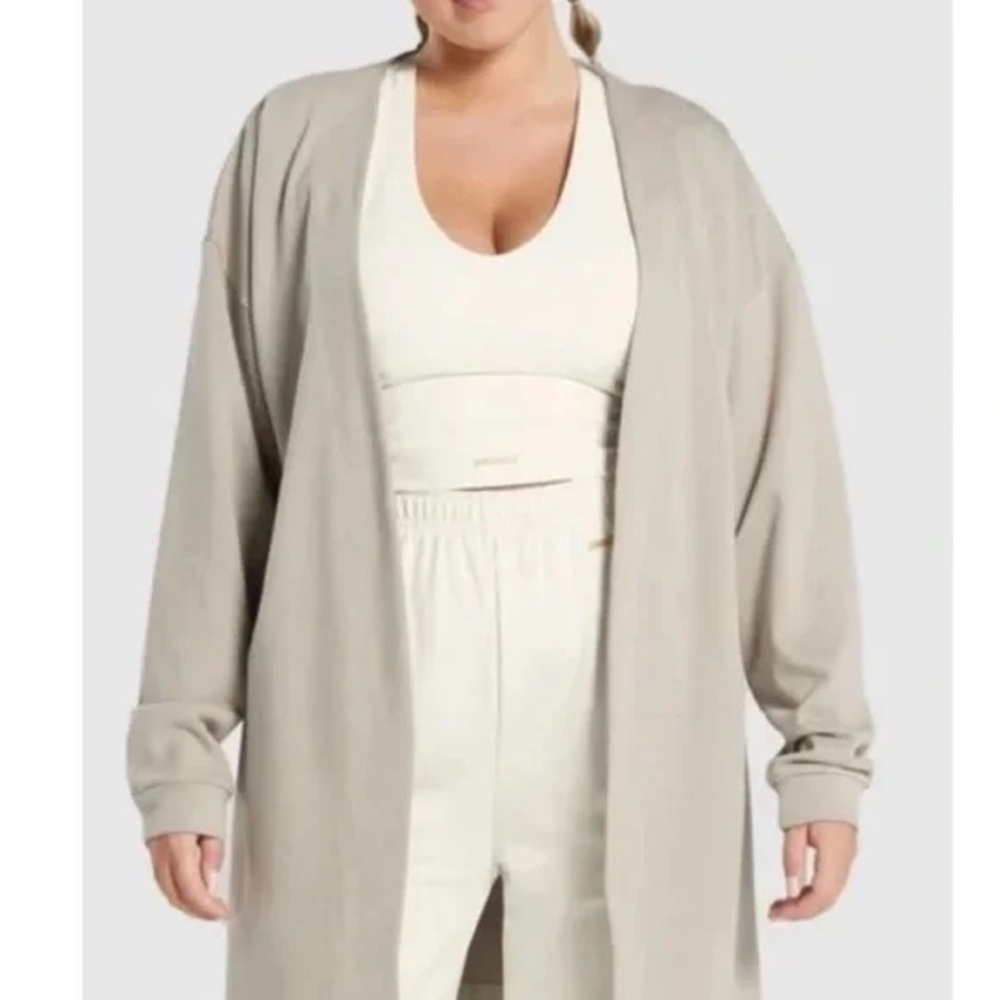 Gymshark x Whitney Simmons V3 Tan Longline Open Front Rest Day Cardigan